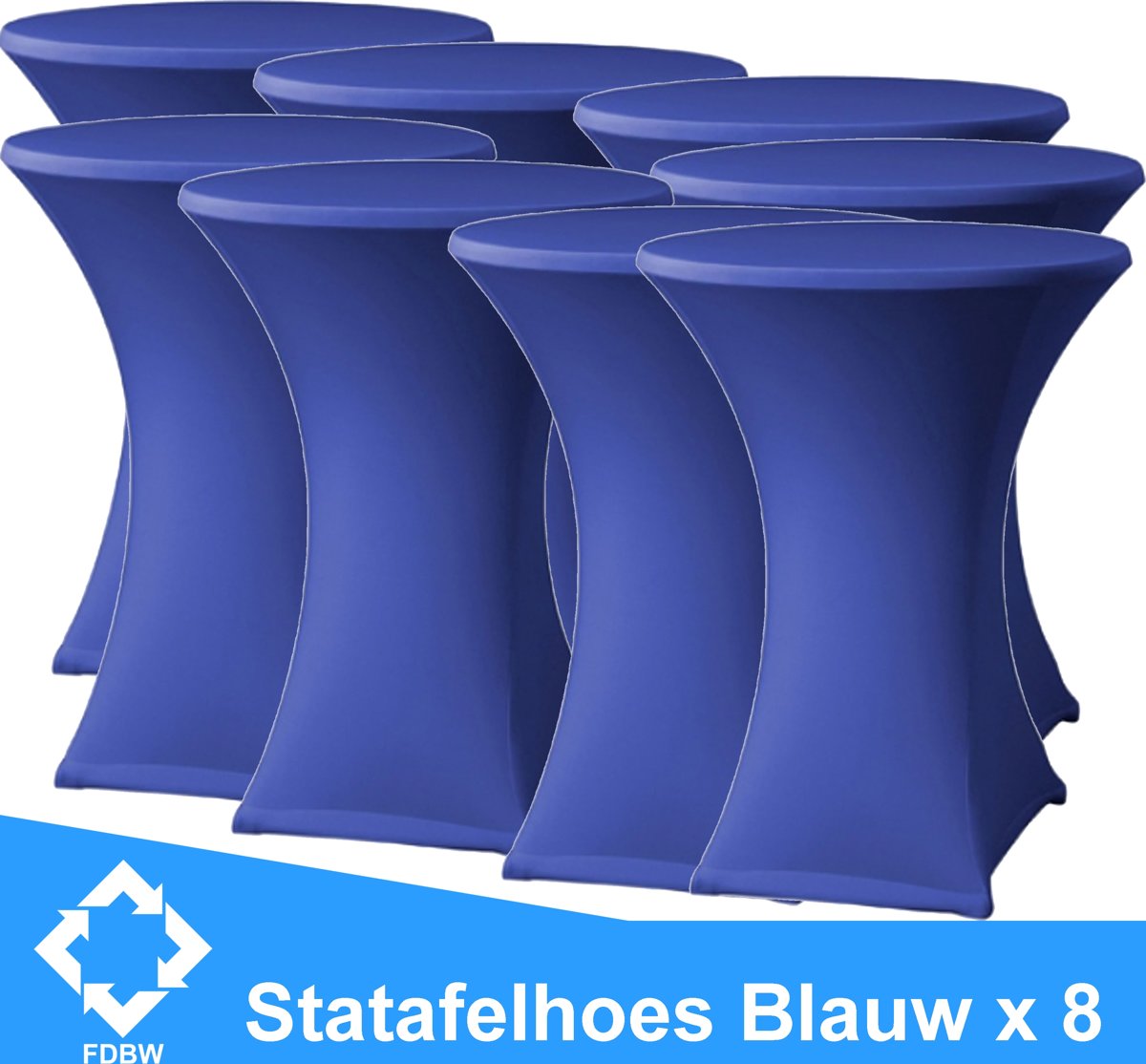 Statafelrok Luxe Blauw x 8 - Statafel Tafelrok - Statafelhoes - Stretch –  ∅80 x 110 cm – geschikt voor Horeca Evenementen | Sta Tafel Hoes | Statafel | Staantafelhoes | Cocktailparty | Trouwerij | Sta-tafel rok – 8 stuks - SET VAN 8